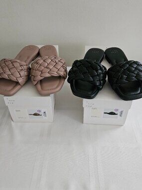A New Day Casrissa Sandals Bundle - Color: Blk & Tan - Size: 6 1/2